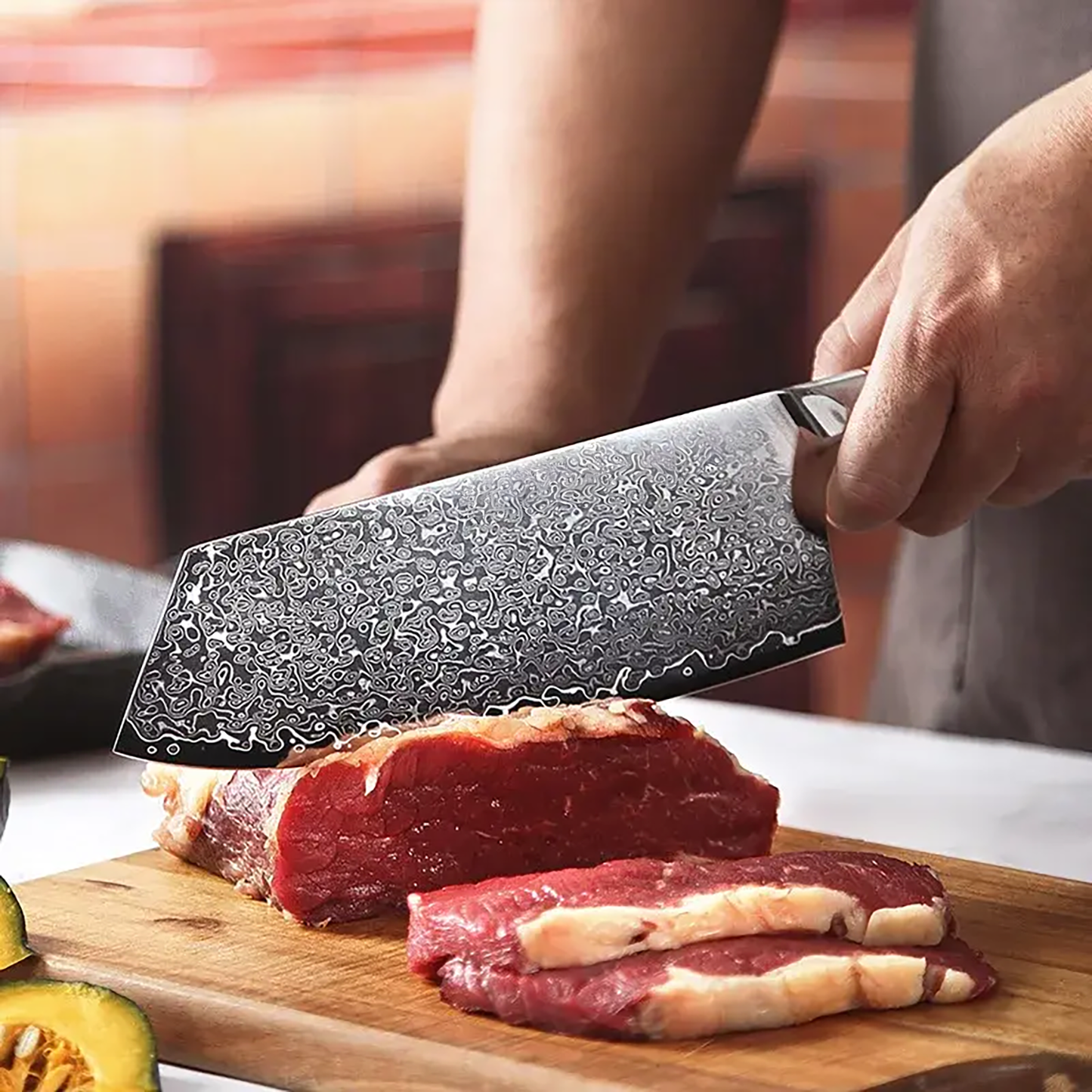 Damascus Pattern Kitchen Knives Set 4-Piece