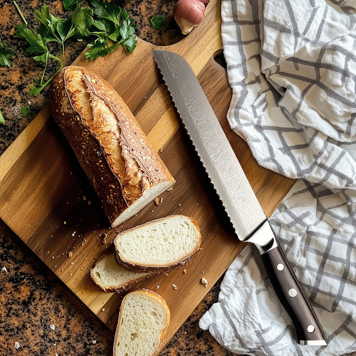 Damascus Bread Knife