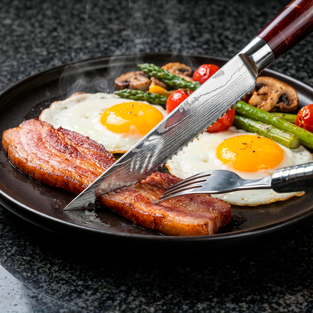 6-Piece Serrated Steak Knife Set with Red Handles