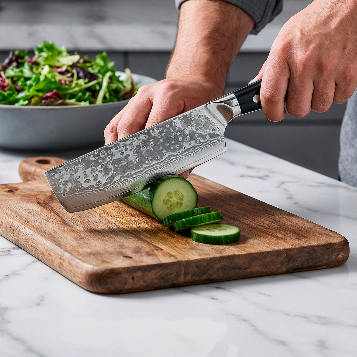 8-Piece Damascus Chef Knife Set with Black Handles VG10