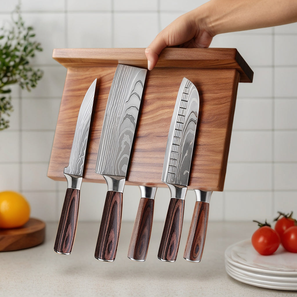 Ash Wood Magnetic Knife Holder Stand Block