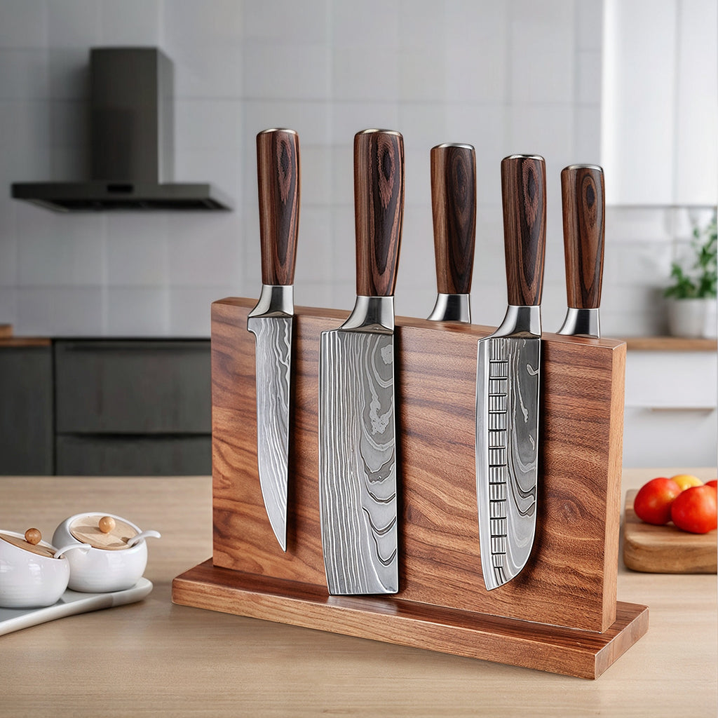Ash Wood Magnetic Knife Holder Stand Block