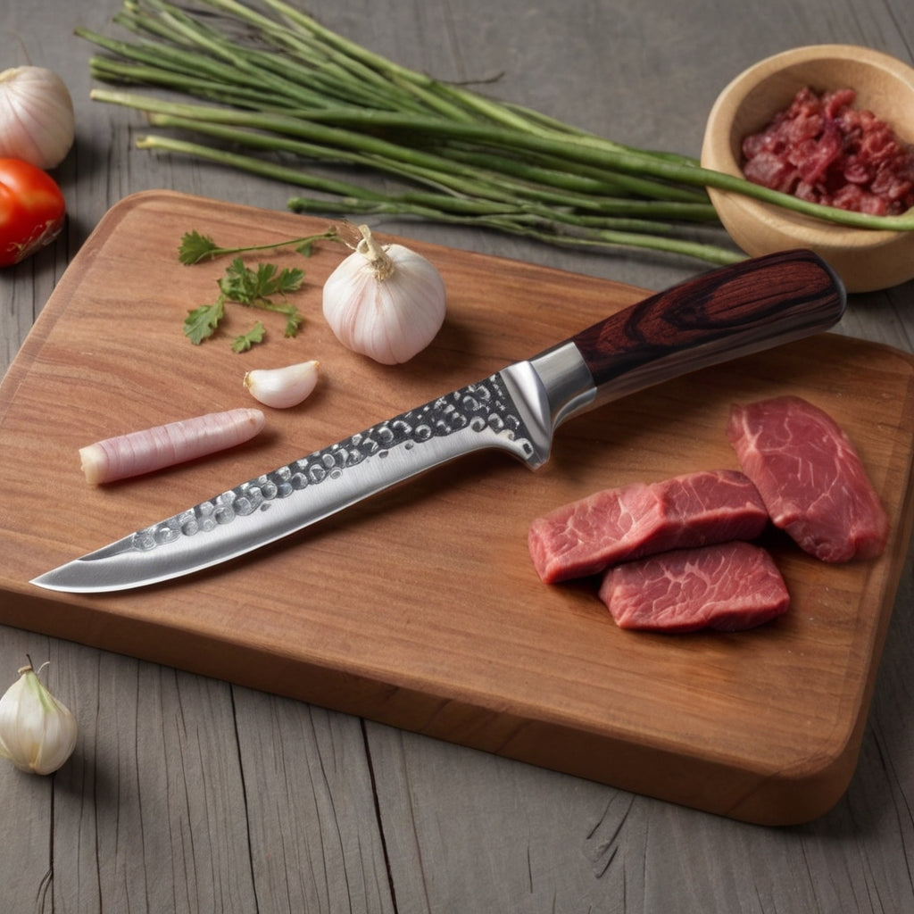Hand-Forged Damascus Boning Knife