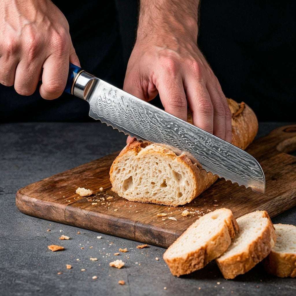 VG10 Steel Damascus Chef Knife Set with Blue Handles