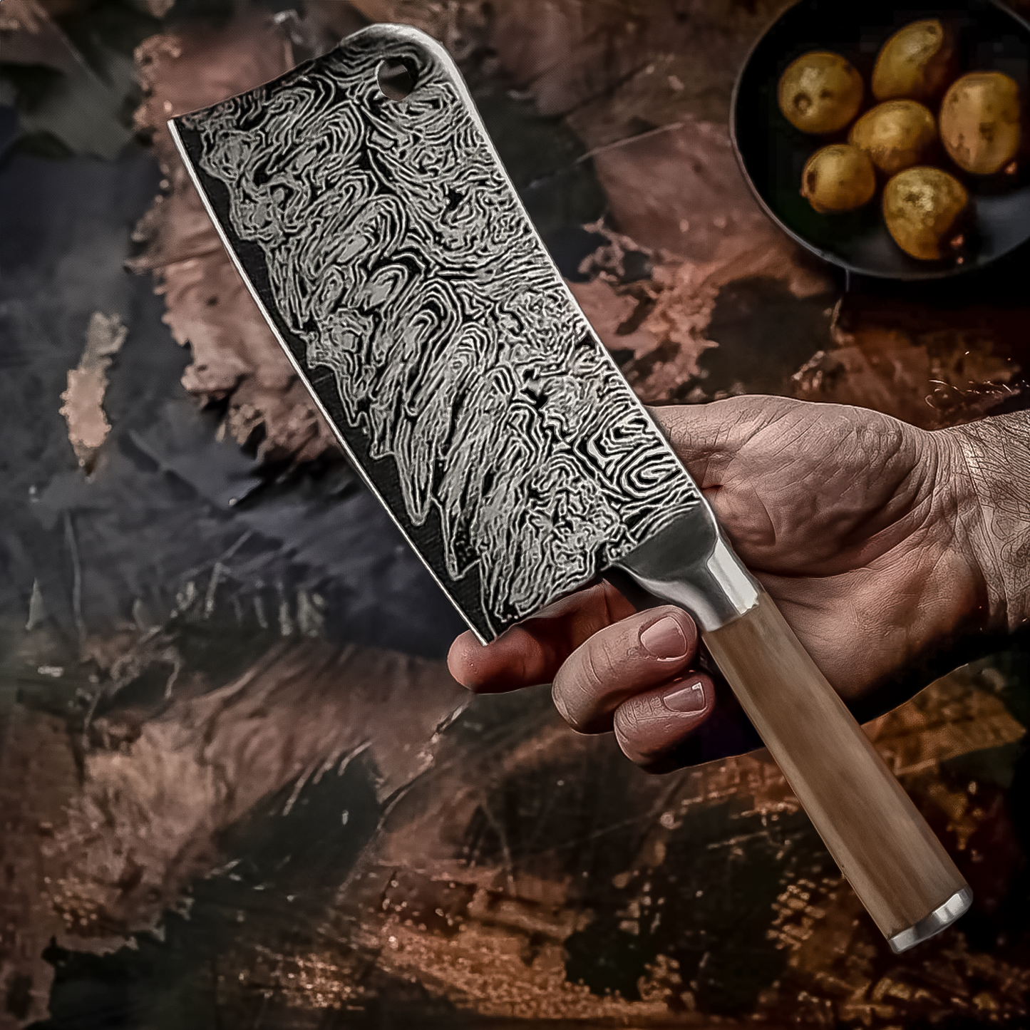 Damascus Pattern Kitchen Knives Set 4-Piece