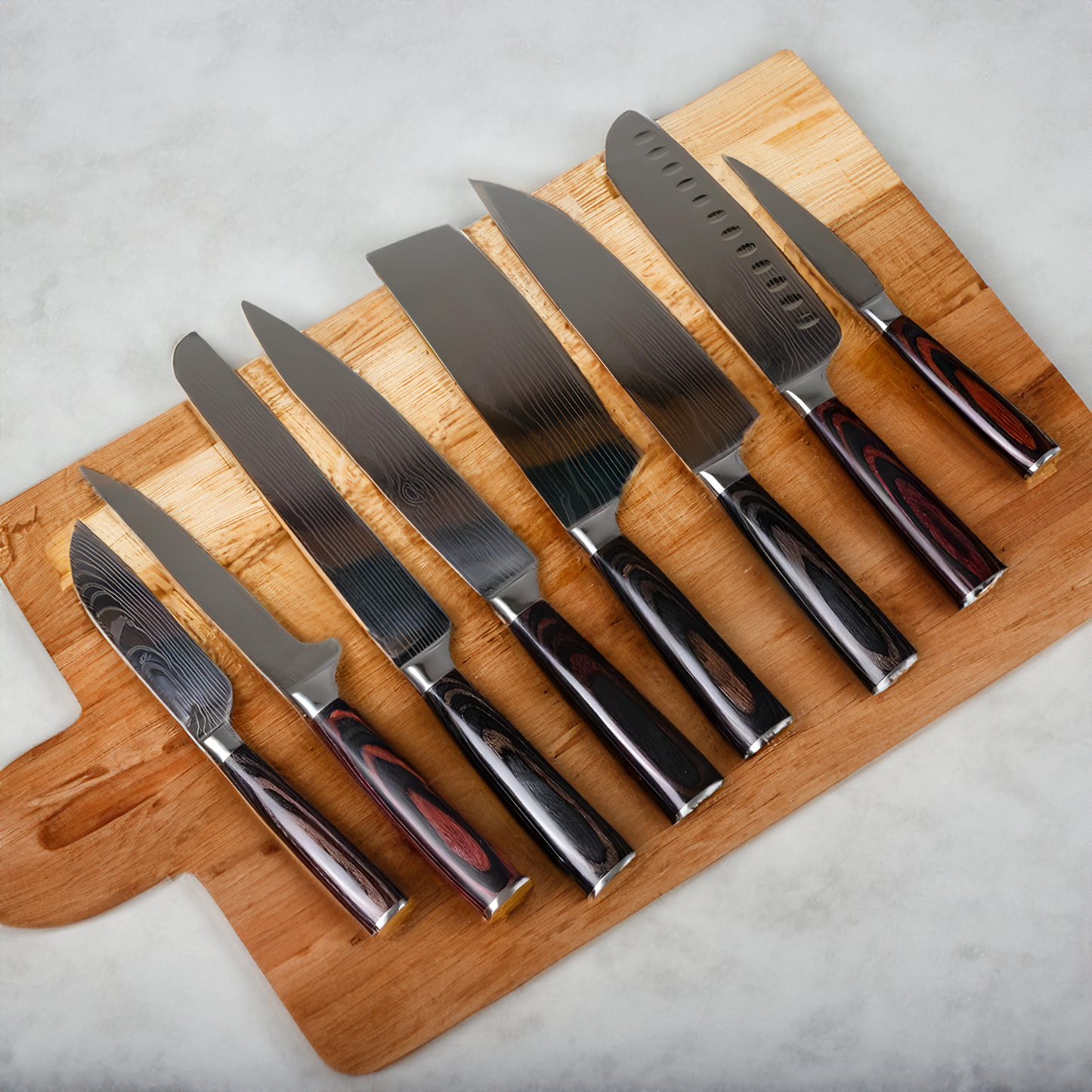 8-Piece Japanese Damascus Chef Knife Set