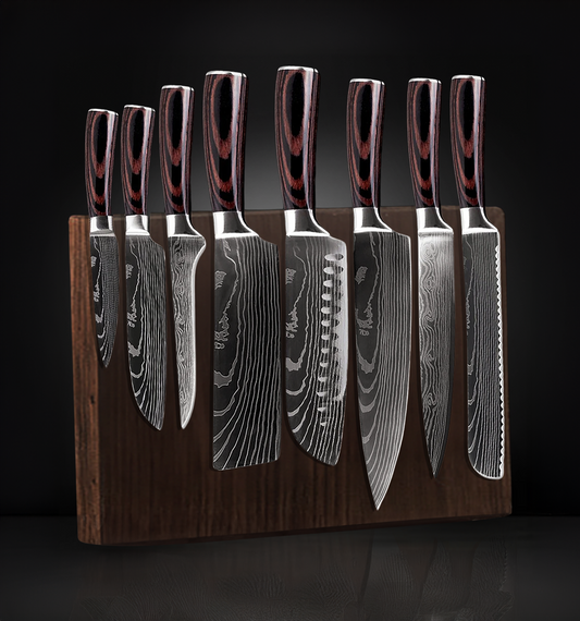 8-Piece Japanese Damascus Chef Knife Set