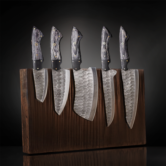 Hand-Forged Chef Damascus 5-Piece Knife Set