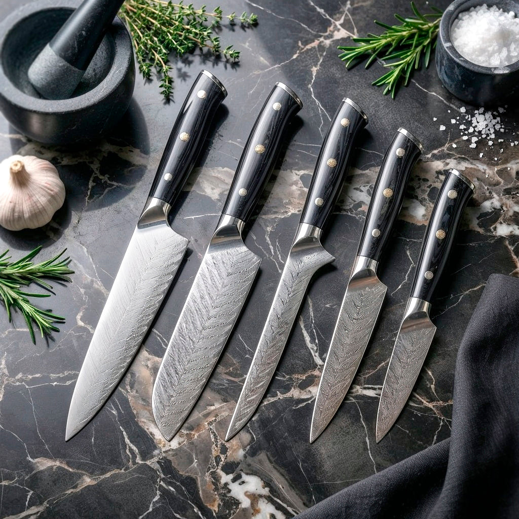 5-Piece Damascus Butterfly Pattern Chef Knife Set