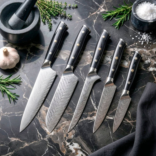 5-Piece Damascus Butterfly Pattern Chef Knife Set