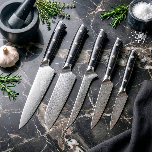 5-Piece Damascus Butterfly Pattern Chef Knife Set