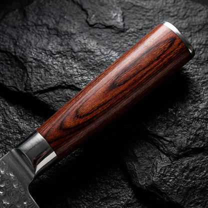 5-Piece Hammered Stainless Steel Kitchen Knife Set with Wood Handles