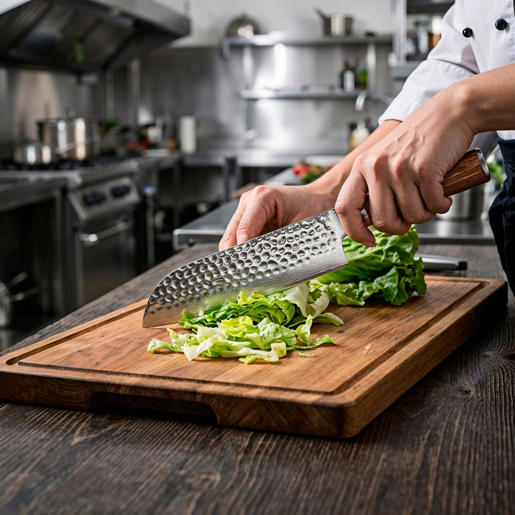 5-Piece Hammered Stainless Steel Kitchen Knife Set with Wood Handles