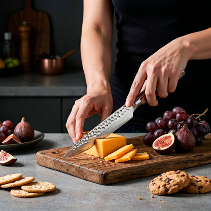 5-Piece Hammered Stainless Steel Kitchen Knife Set with Wood Handles