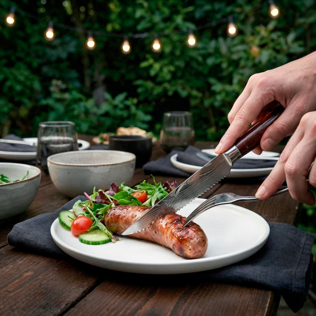 6-Piece Serrated Steak Knife Set with Red Handles