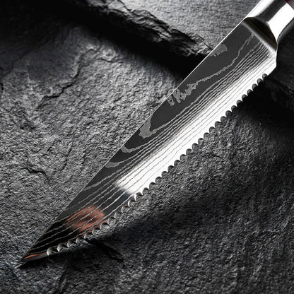 6-Piece Serrated Steak Knife Set with Red Handles