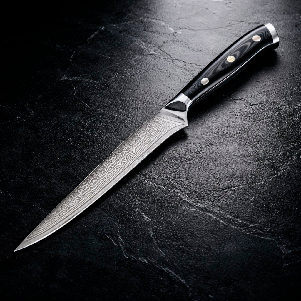 8-Piece Damascus Chef Knife Set with Black Handles VG10