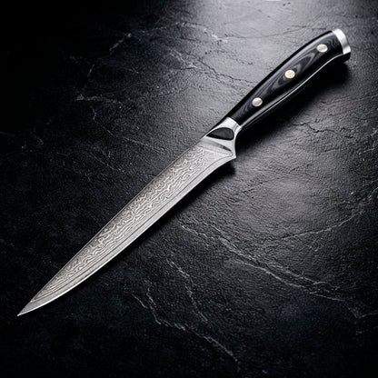 8-Piece Damascus Chef Knife Set with Black Handles VG10