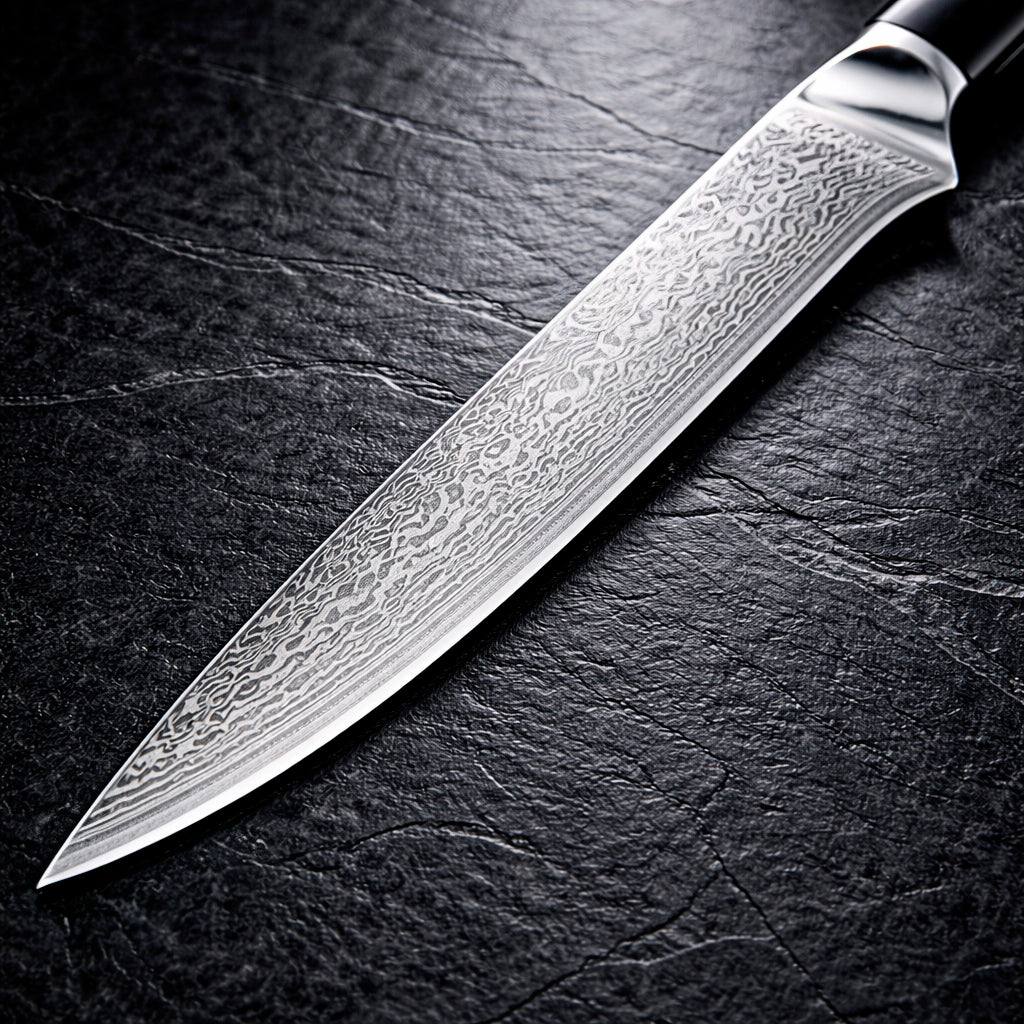 8-Piece Damascus Chef Knife Set with Black Handles VG10