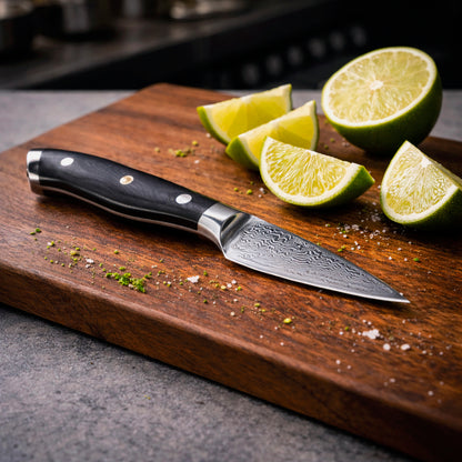 8-Piece Damascus Chef Knife Set with Black Handles VG10