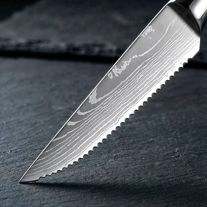 6-Piece Serrated Steak Knife Set with Blue Handles