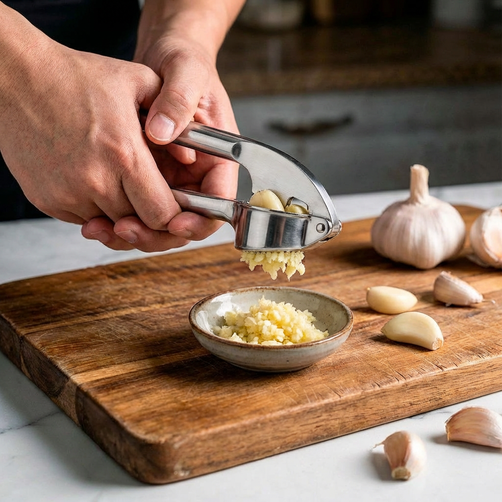 Thickened Stainless Steel Garlic Press with Ergonomic Handle