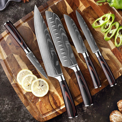 8-Piece Japanese Damascus Chef Knife Set