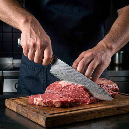 Chef Santoku Knife Damascus Butterfly Pattern