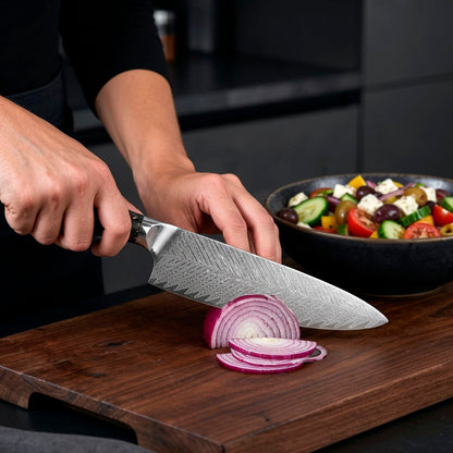 Chef Santoku Knife Damascus Butterfly Pattern