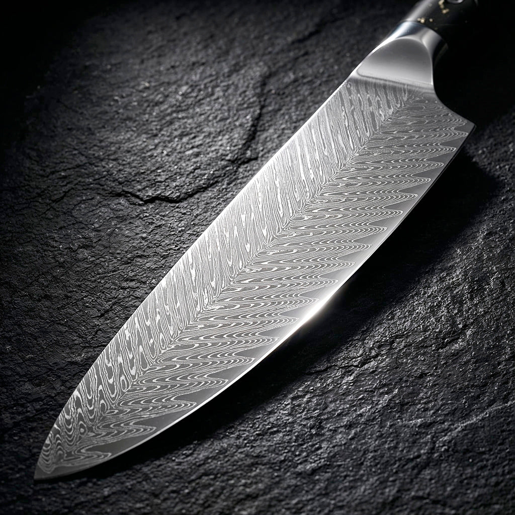Chef Santoku Knife Damascus Butterfly Pattern