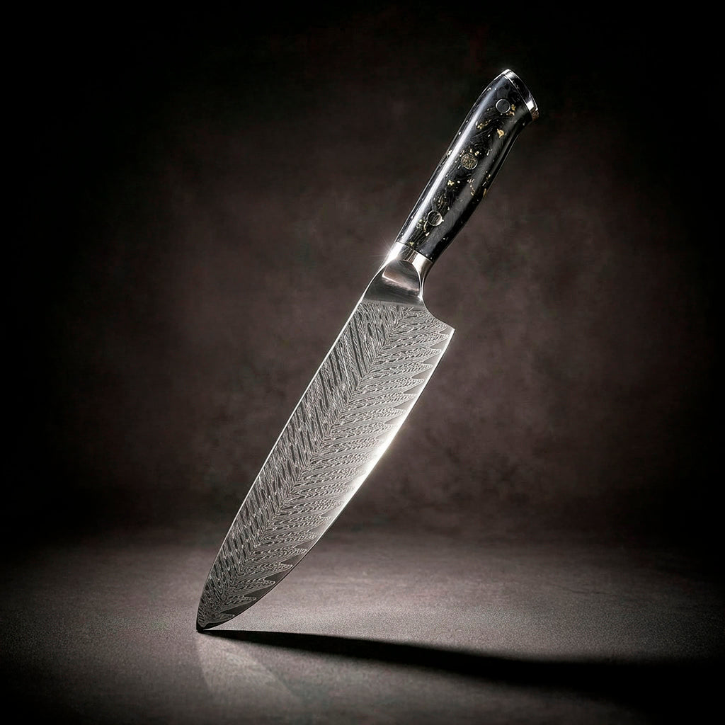 Chef Santoku Knife Damascus Butterfly Pattern