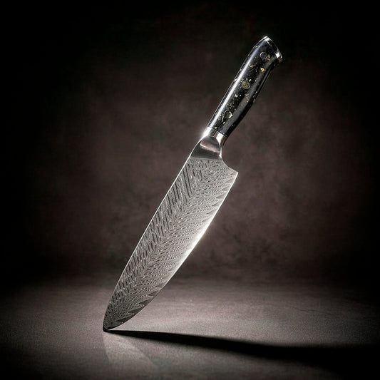 Chef Santoku Knife Damascus Butterfly Pattern