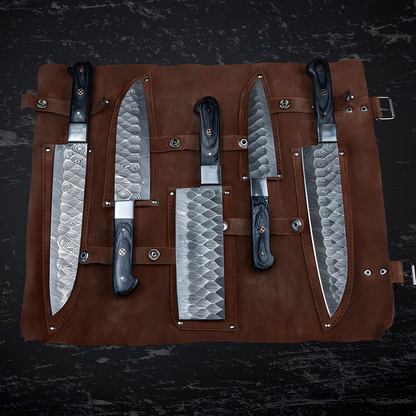 Hand-Forged Chef Damascus 5-Piece Knife Set