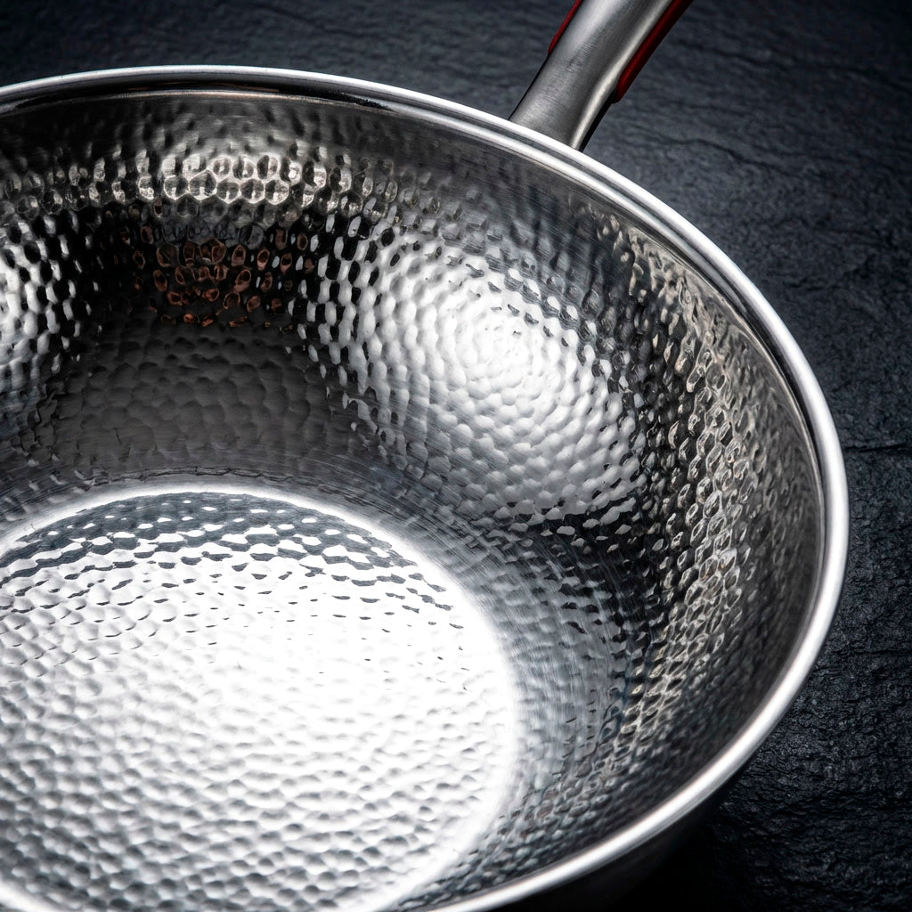 Hammered Titanium Wok Deep Frying Pan with Dual Handles