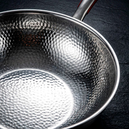Hammered Titanium Wok Deep Frying Pan with Dual Handles