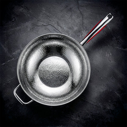 Hammered Titanium Wok Deep Frying Pan with Dual Handles