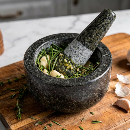 Handmade Polished Granite Mortar & Pestle