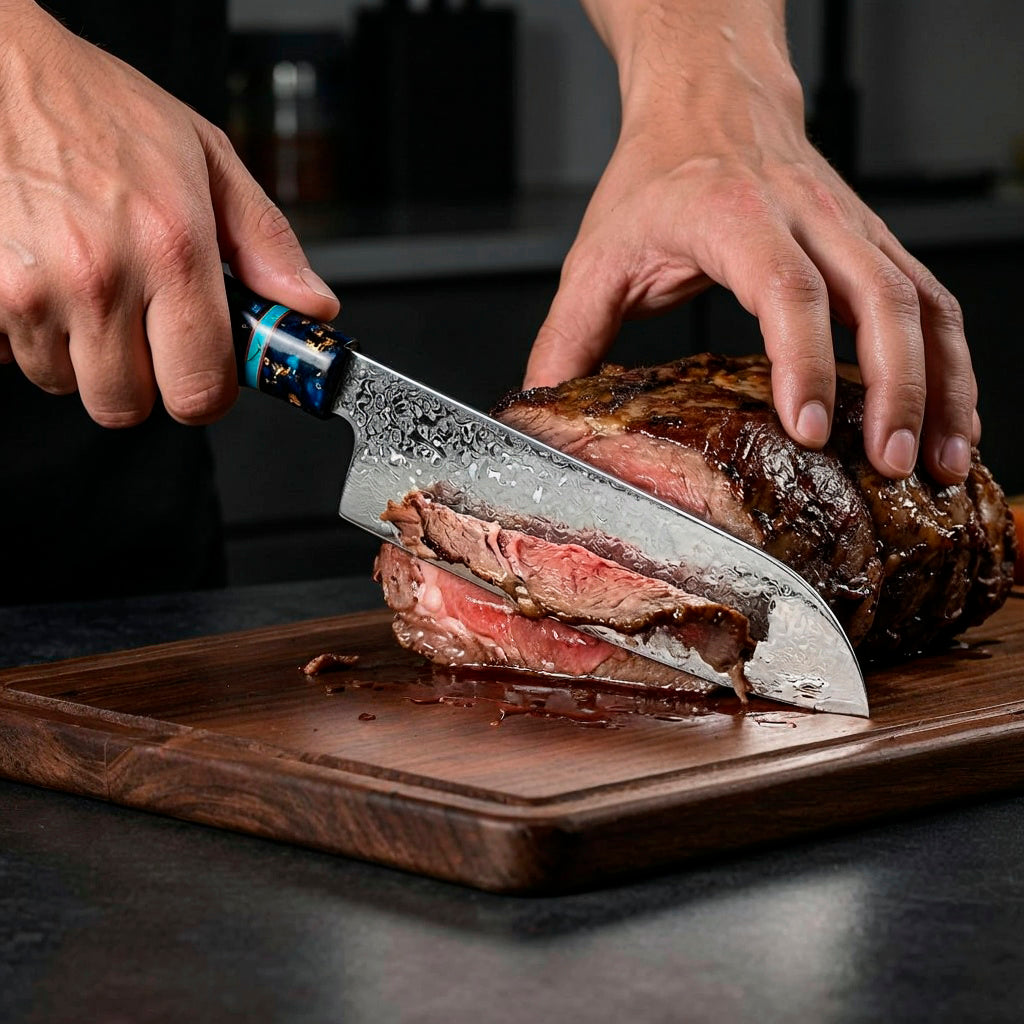 8-Piece Damascus Chef Knife Set VG10 with Black Speckled Resin Handles