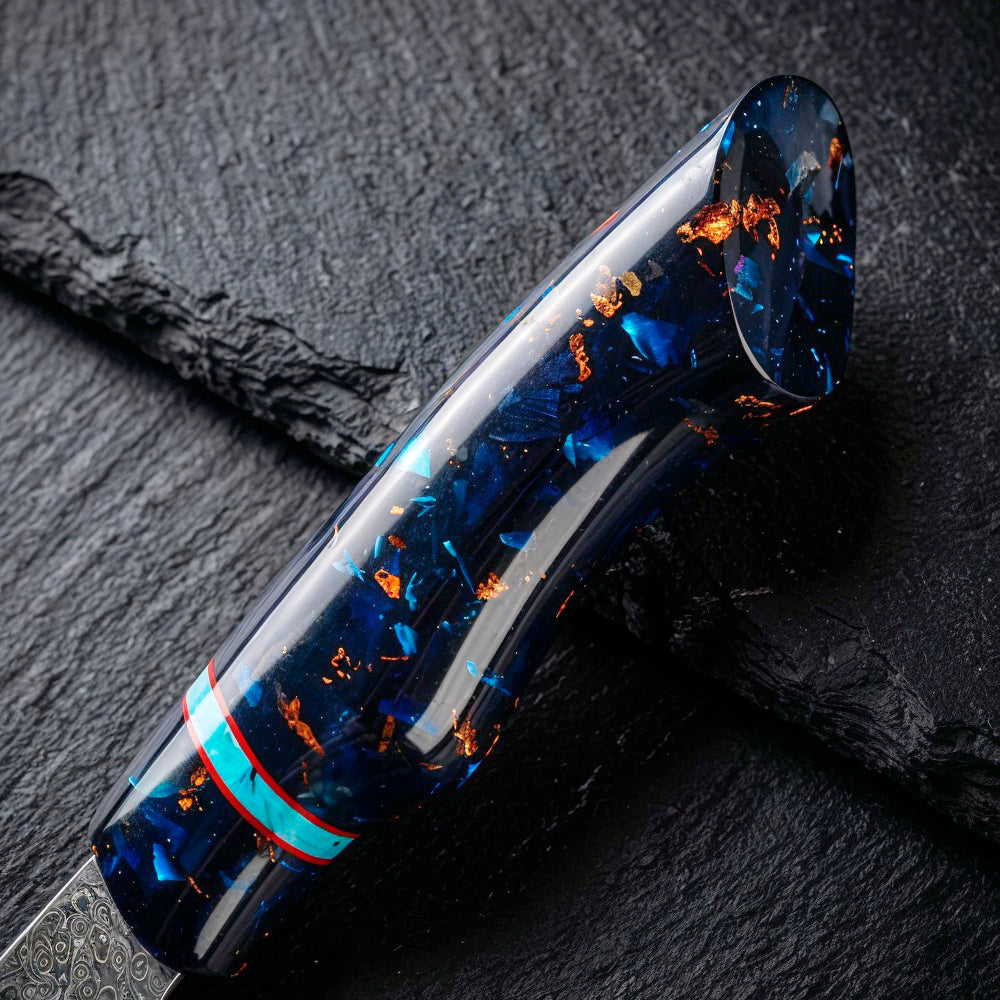 8-Piece Damascus Chef Knife Set VG10 with Black Speckled Resin Handles