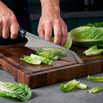 8-Piece Damascus Chef Knife Set VG10 with Black Speckled Resin Handles