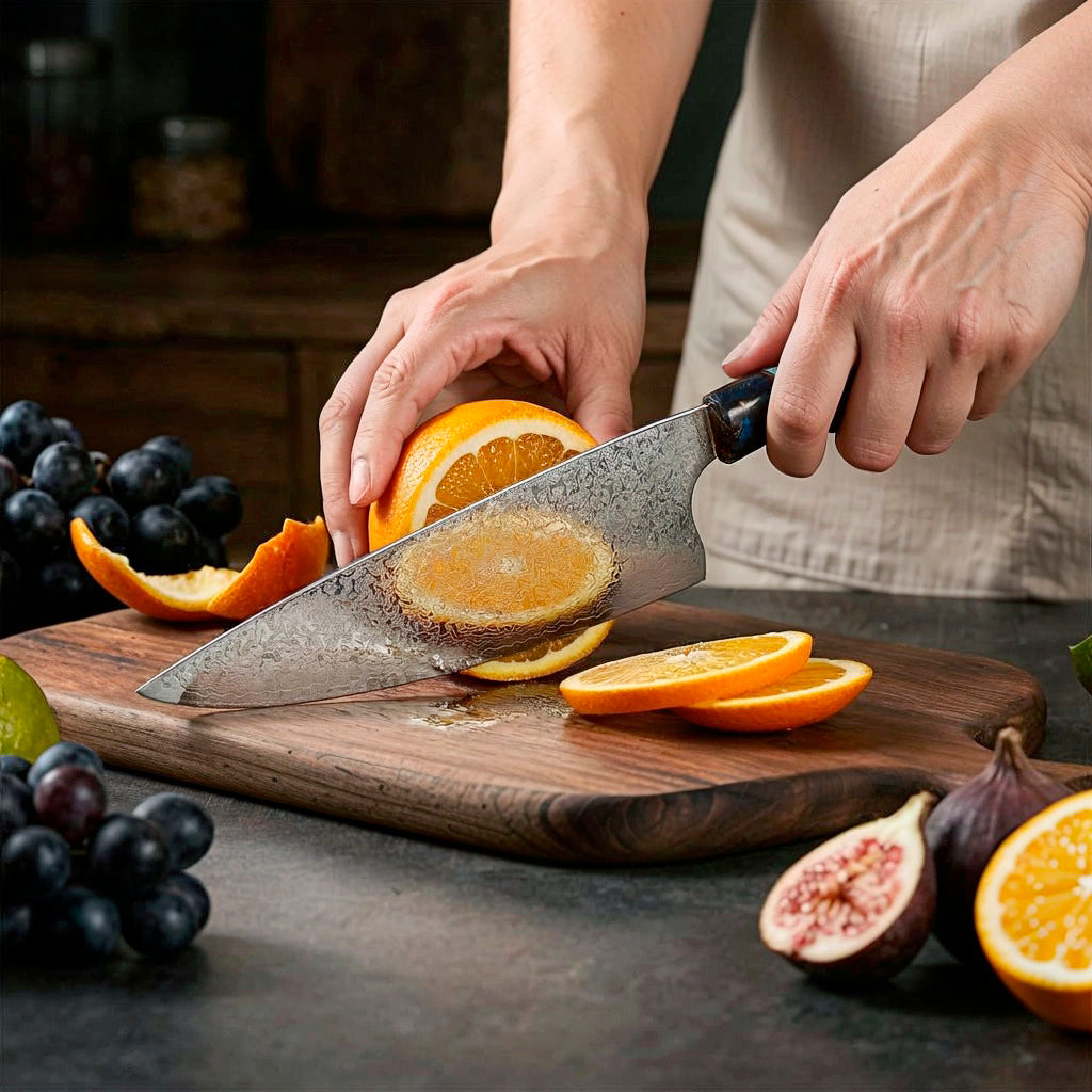 8-Piece Damascus Chef Knife Set VG10 with Black Speckled Resin Handles