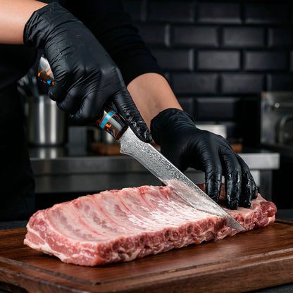 8-Piece Damascus Chef Knife Set VG10 with Black Speckled Resin Handles