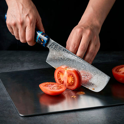 8-Piece Damascus Chef Knife Set VG10 with Black Speckled Resin Handles