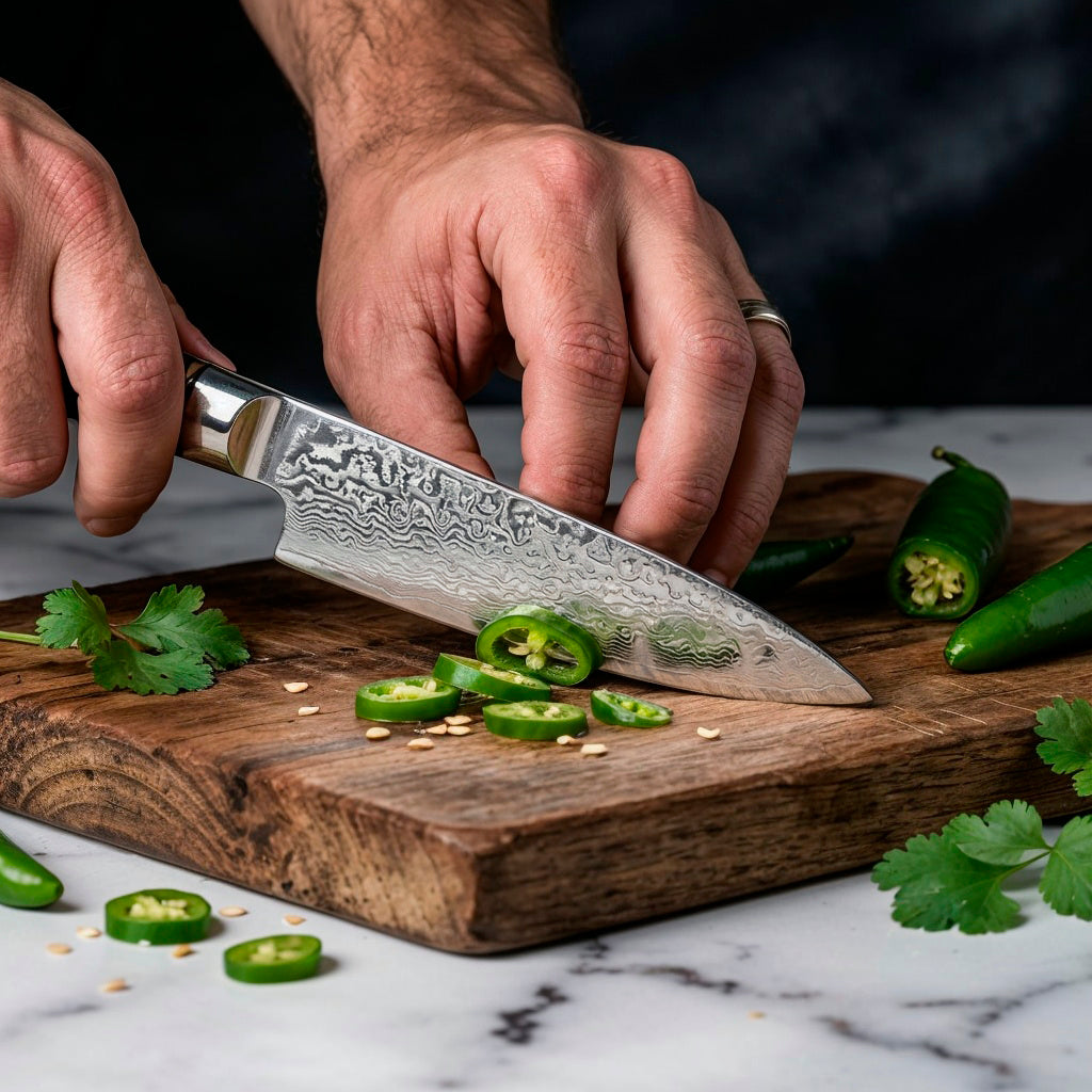 VG10 Steel Damascus Chef Knife Set with Blue Handles