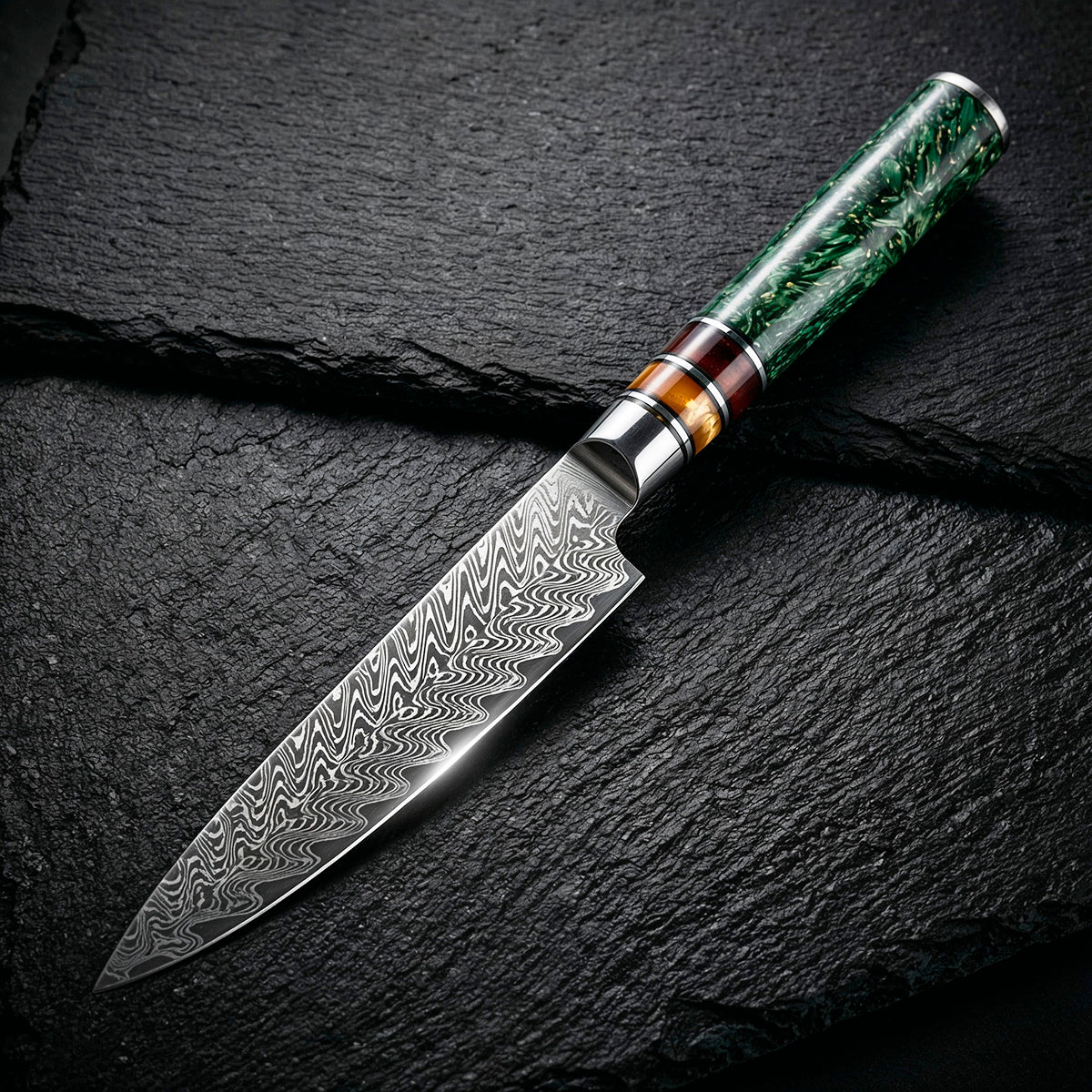 VG10 Steel 8-Piece Damascus Chef Knife Set with Green Handles