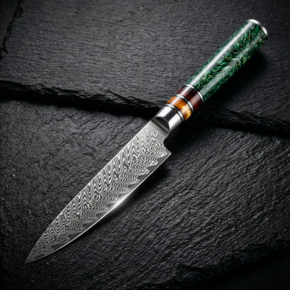 VG10 Steel 8-Piece Damascus Chef Knife Set with Green Handles