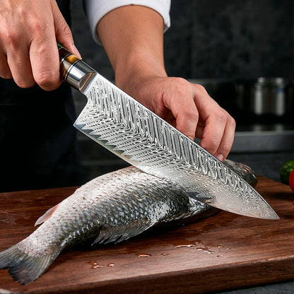 VG10 Steel 8-Piece Damascus Chef Knife Set with Green Handles