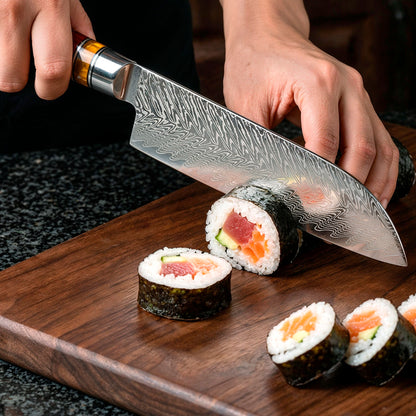 VG10 Steel 8-Piece Damascus Chef Knife Set with Green Handles