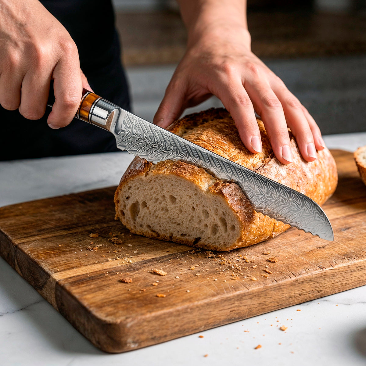 VG10 Steel 8-Piece Damascus Chef Knife Set with Green Handles