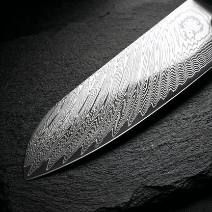 9-Piece Damascus Chef Knife Set with Red Handles VG10